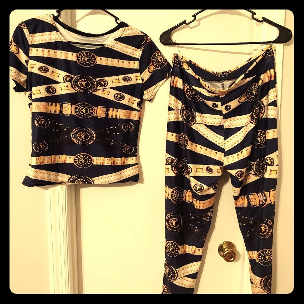 2 pc crop top pant outfit